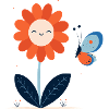 Fleur Rieuse avec Papillon