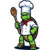 Angry Turtle Chef with Wooden Spoon