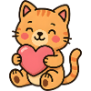 Cuddly kitten with pink heart