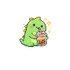 Sweet dinosaur with bubble tea
