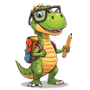 Dino Scholar With Pencil