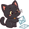 Kawaii Black Cat and Envelopes