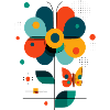 stylized flower with butterfly