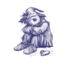 Sad shaggy scarecrow has lost heart
