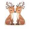Cuddly Deer Duo Kissing Motif