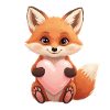 Cute fox with heart