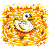 Golden Duck in Burning Lake