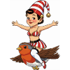 Gnome girl on back robin