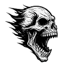 Headache at work:Flaming skull in the storm