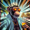 Singe tropical de style station balnéaire