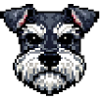 Pixelhunde Schnauzerporträt im Retro-Stil