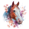 Cheval aquarelle florale