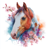 Aquarellpferd mit Blüten