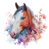 Aquarell Pferdeblüten-Porträt