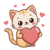 Cute kitten cartoon heart