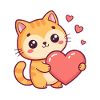 Chat mignon tenant un cœur