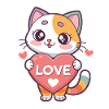 Chat kawaii cœur Love