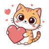 Kawaii Herzkatze verliebt