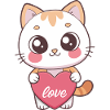 Kawaii Cat Heart Love