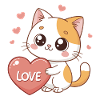 Chat kawaii cœur amour