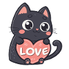 Black Cat Cuddle Heart Love