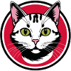 Cat Face Emblem in Red Circle