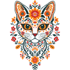 Flowery Cat Head Folkart