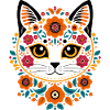 Flower cat in folk style