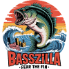 Basszilla Fear The Fin - Funny Giant Fish Monster 