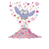 Pastel Owl with Love Hearts