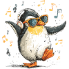Penguin DJ with headphones