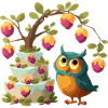 Eule am Obstkuchenbaum