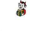 Naughty Devil with Gift Cartoon Motif