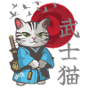 Cat Anime Japanese Samurai Kitten