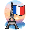 Eiffel Tower Paris French Flag Skyline