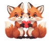 Fox couple with heart