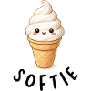 Kawaii Eiscreme auf Waffel