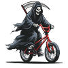 Faucheuse à vélo – Motif d’humour noir