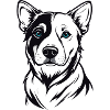 Two-Tone Dog Portrait Blue-Eyes
