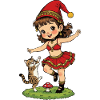 Leprechaun girl dances with cat