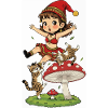 Leprechaun girl falls from mushroom