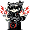 Retro Raccoon Rock Music Gift