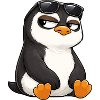 Cool cartoon penguin with sunglasses skeptical