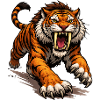 Comic Tiger Attack