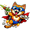 Superhero cat in flight