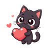 Kawaii cat holding a heart
