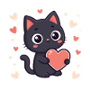 Black Cat Cuddle Pastel Heart