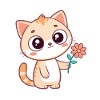 Kawaii cat and pastel flower