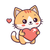 Chat mignon tenant un cœur