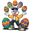 Bunter Osterhase mit farbigen Eiern